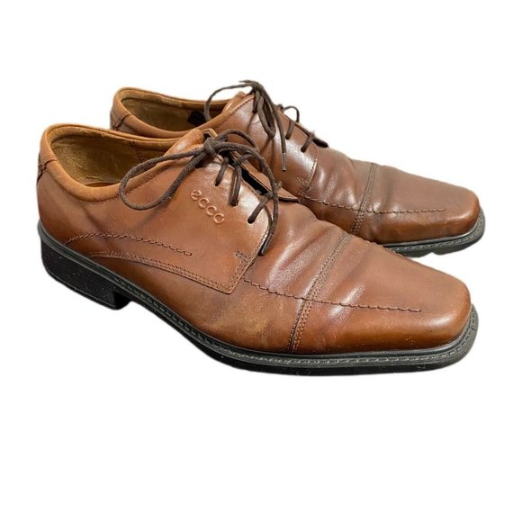 Ecco Mens Brown Leather Lace Up Dress Shoes 9-9.5